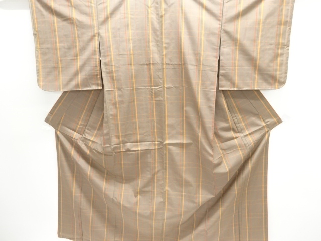 未使用品　格子織り出し米沢紬着物アンサンブル